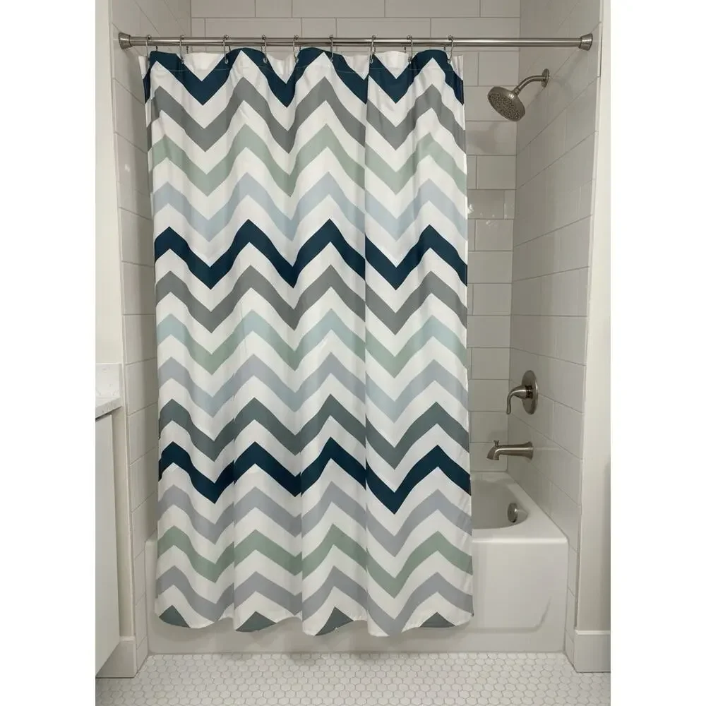 Chevron Pattern Design Fabric Shower Curtain Standard Size With Hooks
